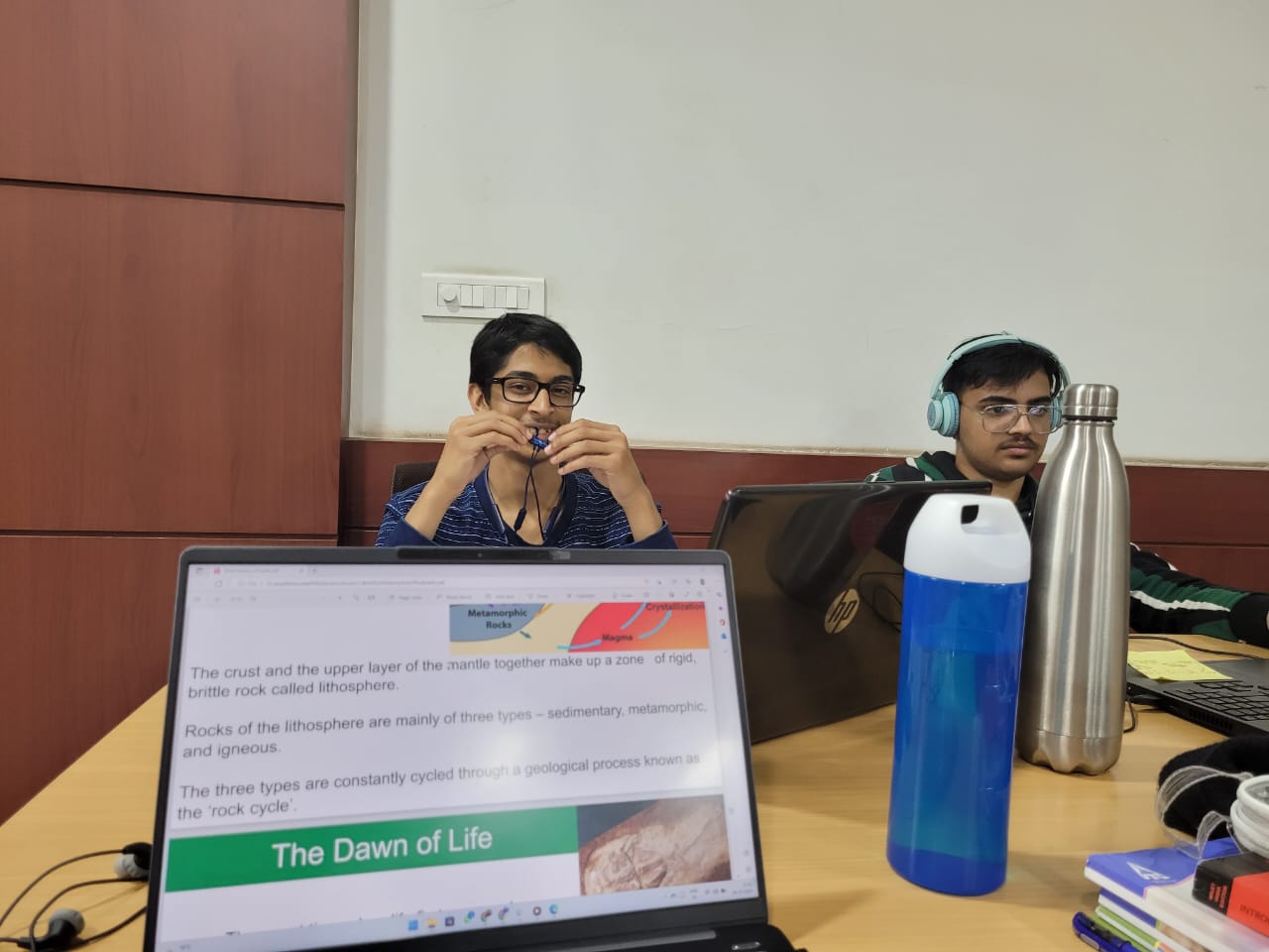 Adheesh, AA, and me in the library