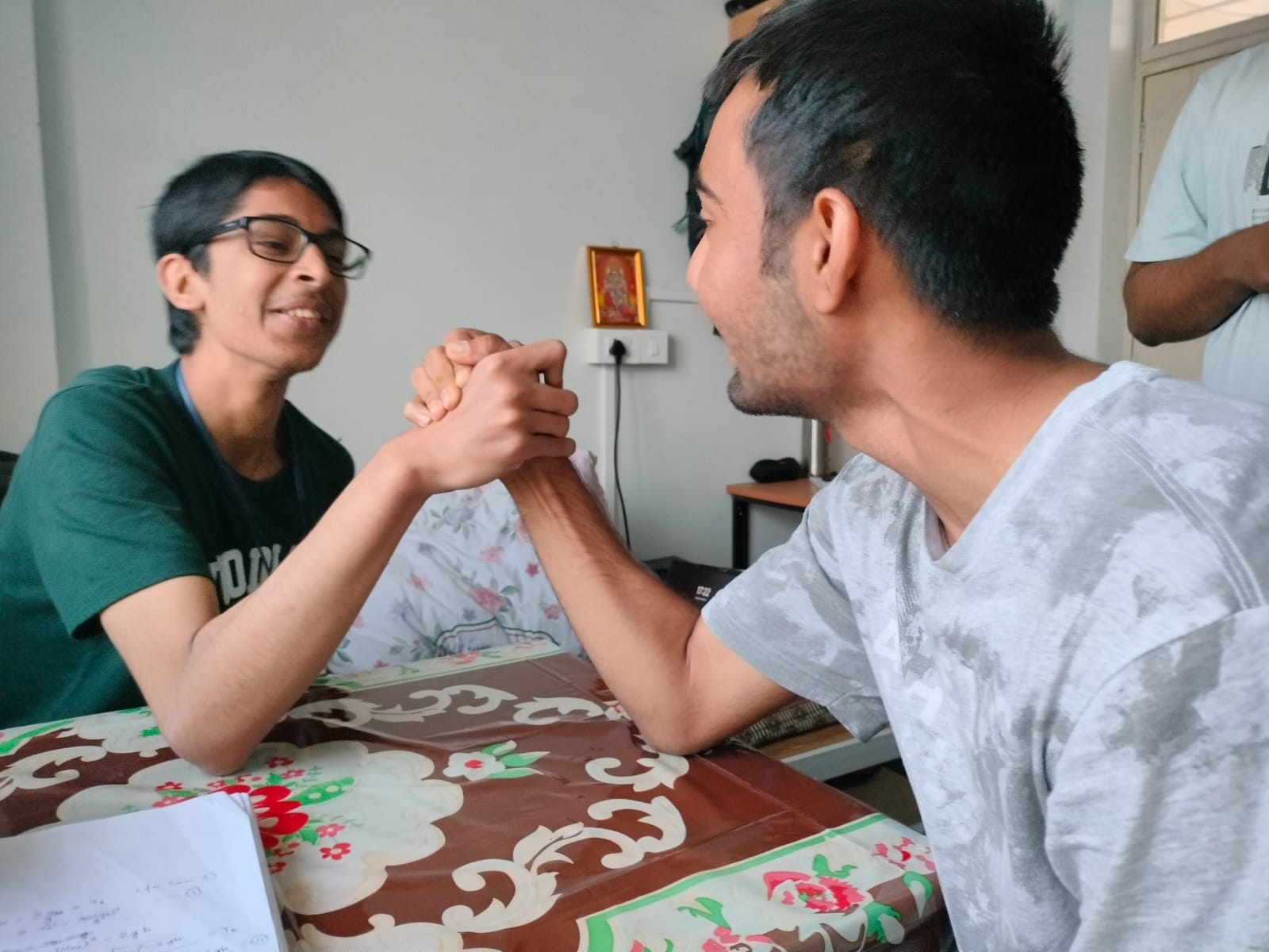 Me and Adheesh arm wrestling